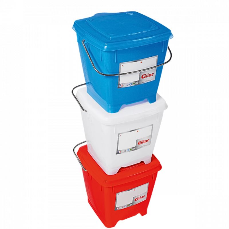 Seau carré à couvercle étanche GILAC 5 couleurs, 12 L