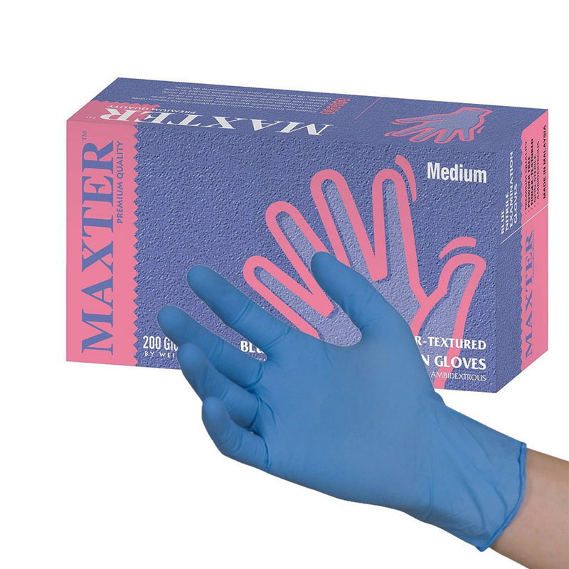 Gants d'examen en nitrile bleu non poudré MAXTER x 200