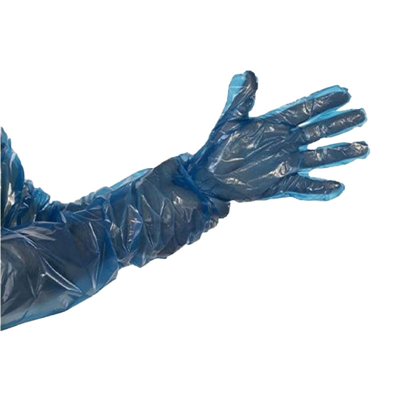 Gants polyéthylène bleu extra longs 85 cm x 100