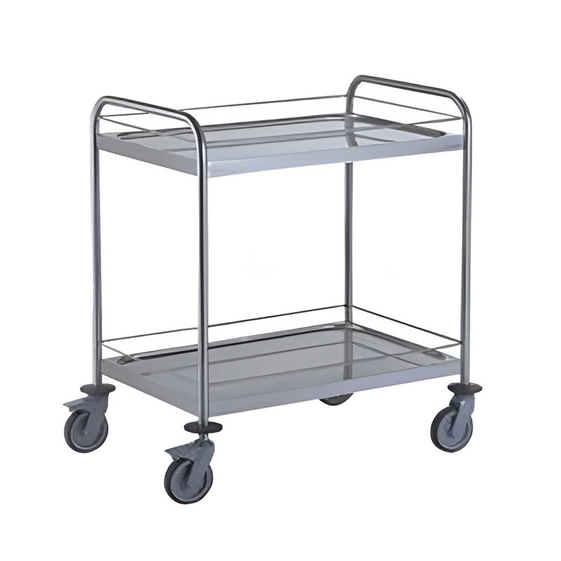 Chariot de service inox 2 plateaux avec galerie TOURNUS