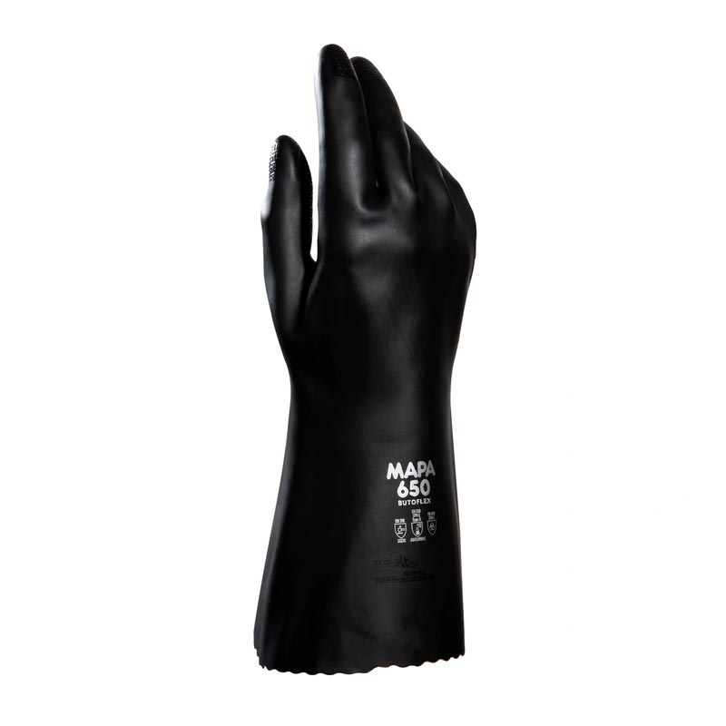 Gants noirs de protection chimique MAPA Butoflex 650