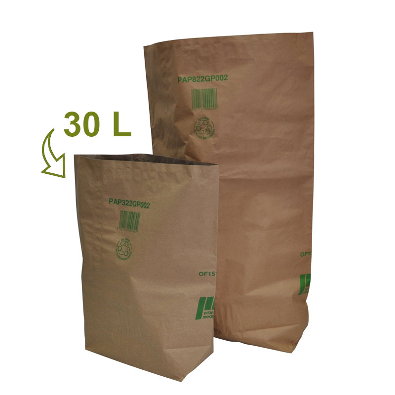 Sacs poubelles papier traité anti-humidité + gaine PE 30L x 10