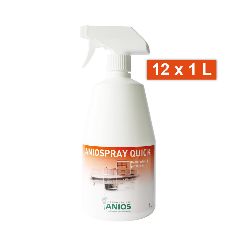 Désinfectant rapide surfaces et matériel en spray Aniospray Quick 12 x 1 L