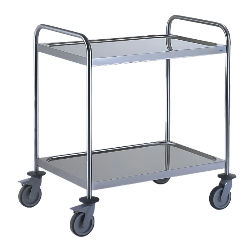 Chariot de service en inox alimentaire 2 plateaux 800 x 530 mm